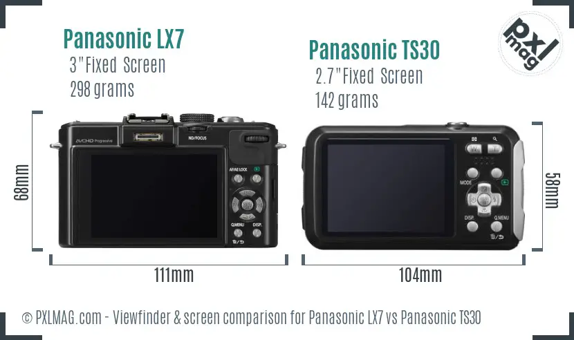Panasonic LX7 vs Panasonic TS30 Screen and Viewfinder comparison