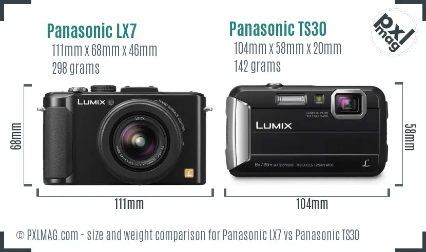 Panasonic LX7 vs Panasonic TS30 size comparison
