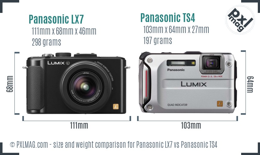 Panasonic LX7 vs Panasonic TS4 size comparison