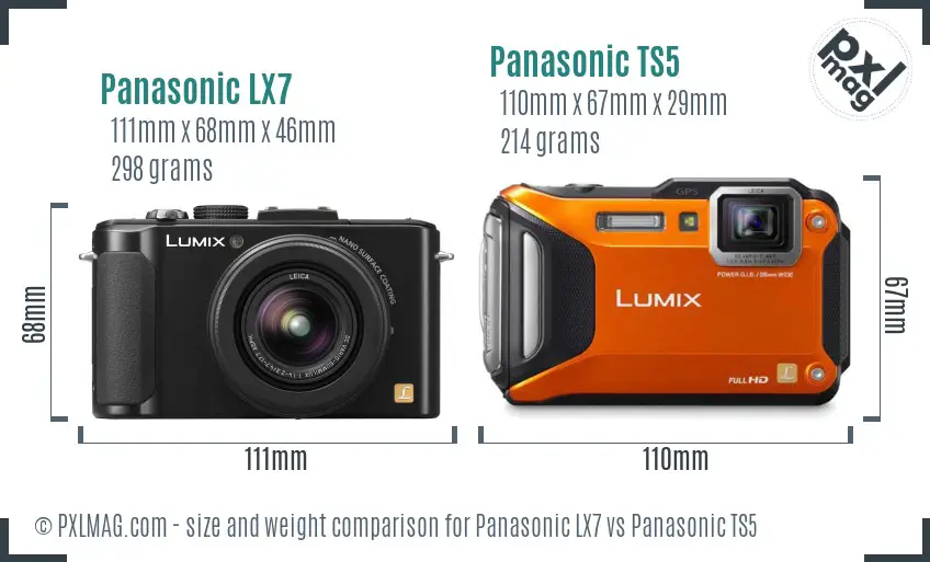 Panasonic LX7 vs Panasonic TS5 size comparison