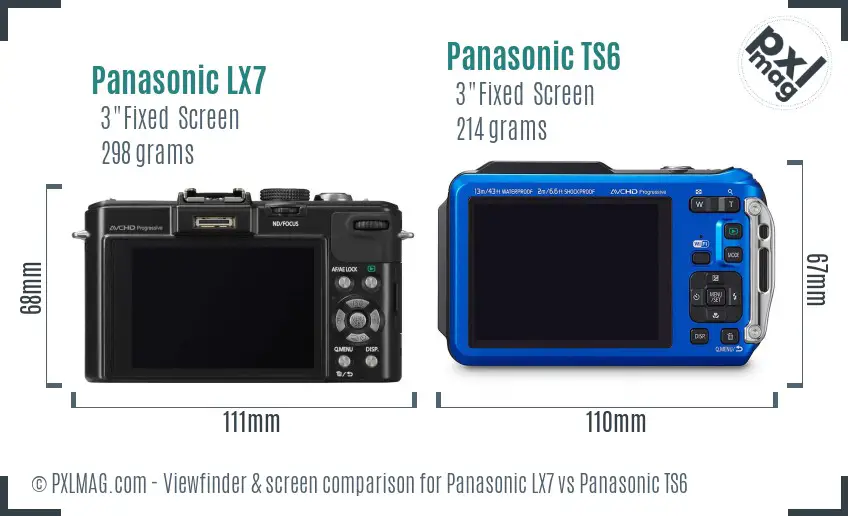 Panasonic LX7 vs Panasonic TS6 Screen and Viewfinder comparison