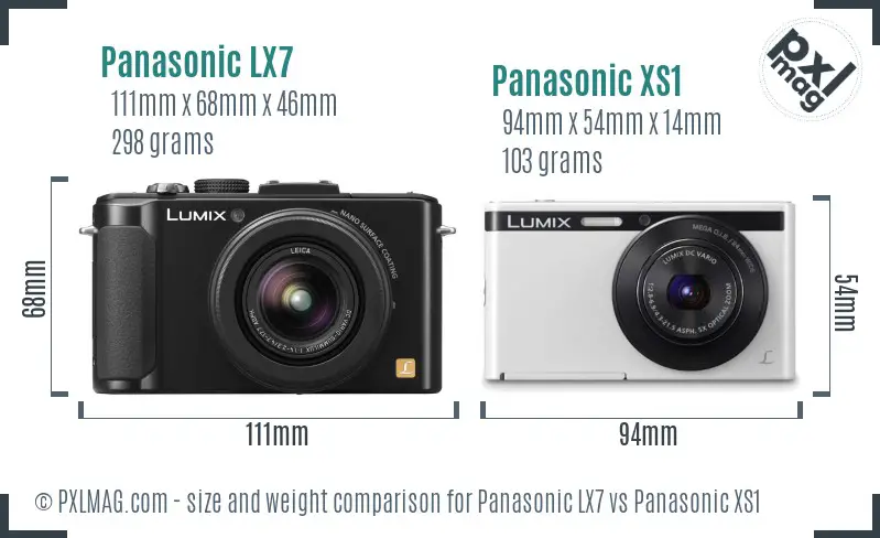Panasonic LX7 vs Panasonic XS1 size comparison