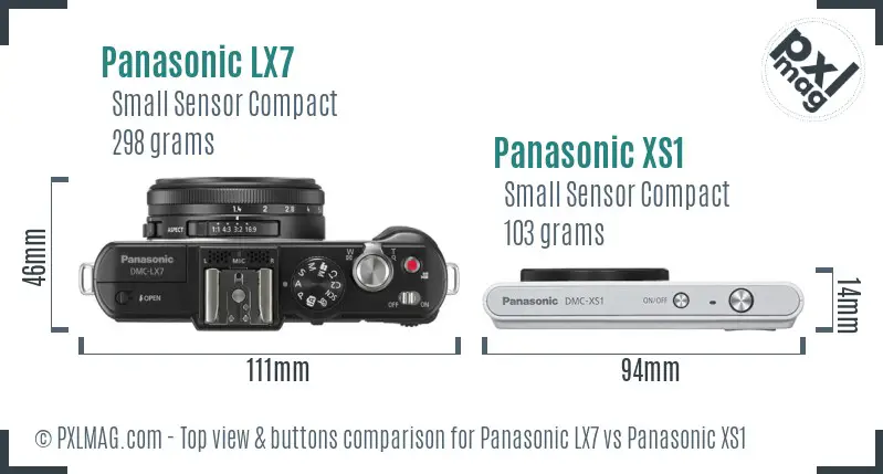 Panasonic LX7 vs Panasonic XS1 top view buttons comparison