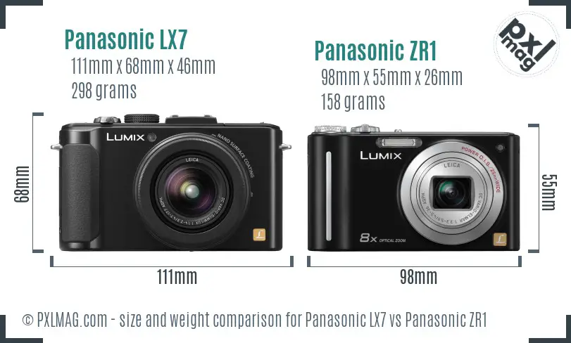 Panasonic LX7 vs Panasonic ZR1 size comparison