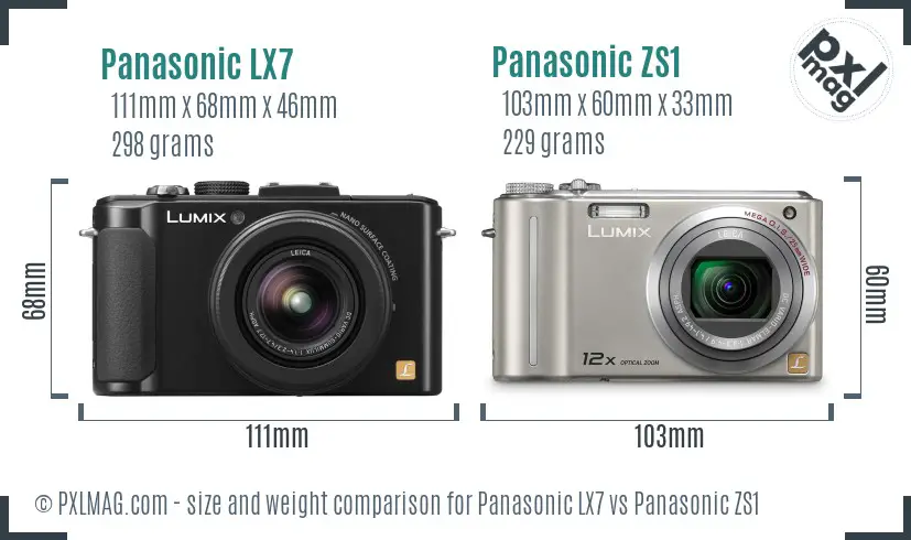 Panasonic LX7 vs Panasonic ZS1 size comparison