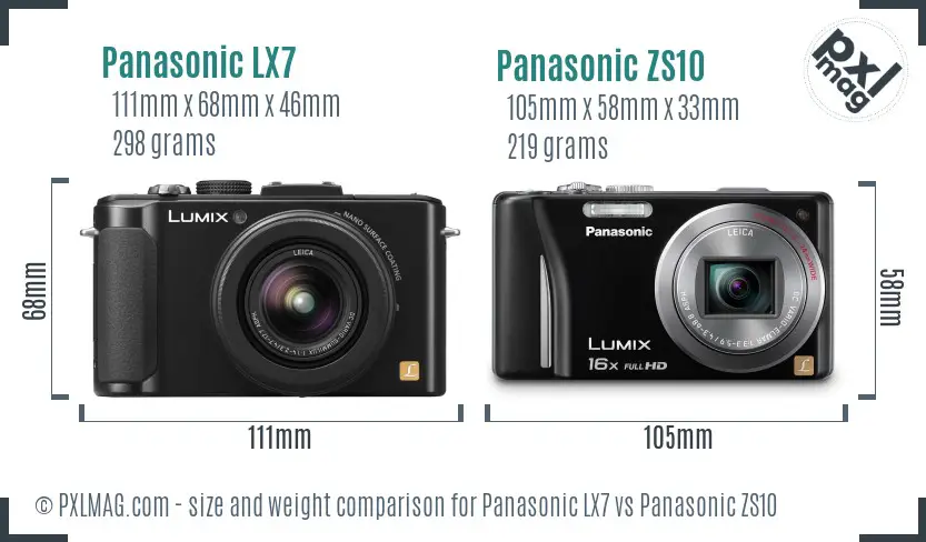 Panasonic LX7 vs Panasonic ZS10 size comparison
