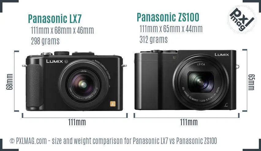Panasonic LX7 vs Panasonic ZS100 size comparison