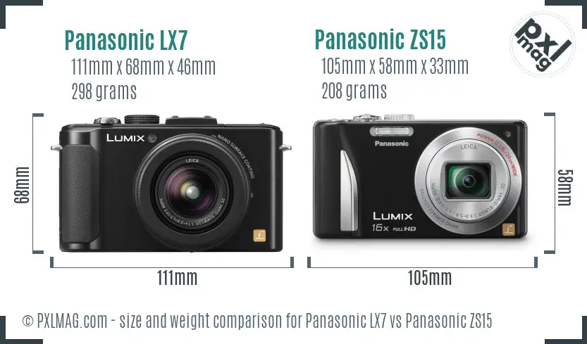 Panasonic LX7 vs Panasonic ZS15 size comparison
