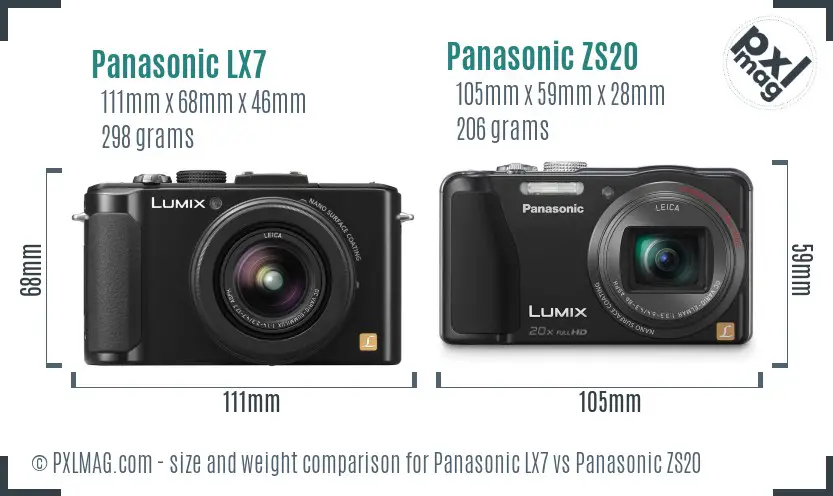 Panasonic LX7 vs Panasonic ZS20 size comparison
