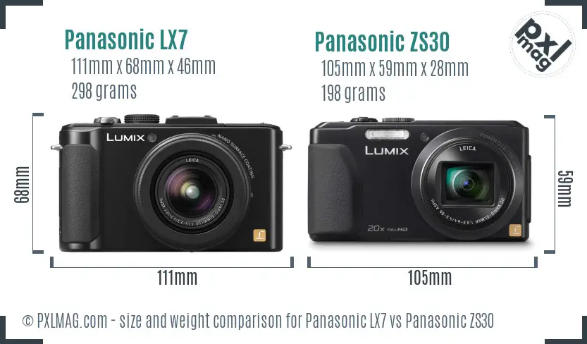 Panasonic LX7 vs Panasonic ZS30 size comparison