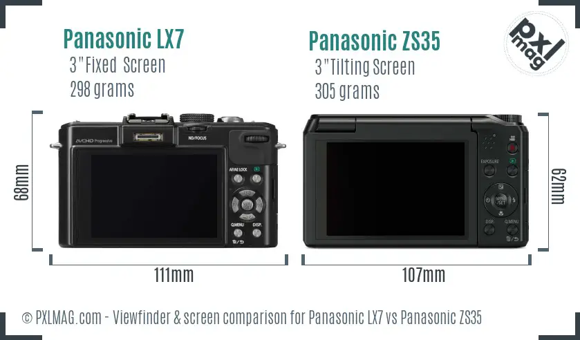 Panasonic LX7 vs Panasonic ZS35 Screen and Viewfinder comparison