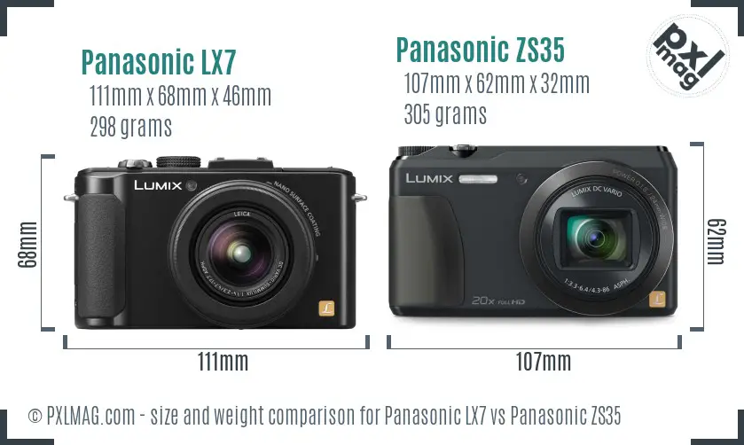 Panasonic LX7 vs Panasonic ZS35 size comparison