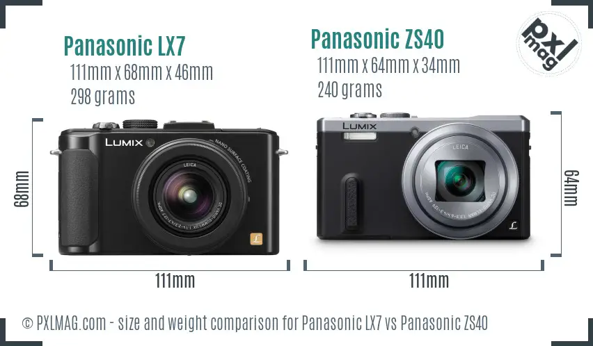 Panasonic LX7 vs Panasonic ZS40 size comparison