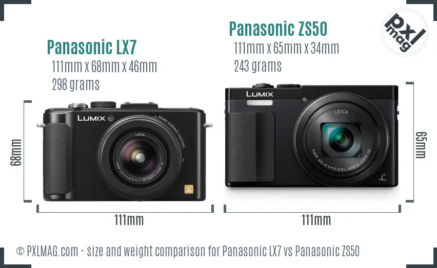 Panasonic LX7 vs Panasonic ZS50 size comparison