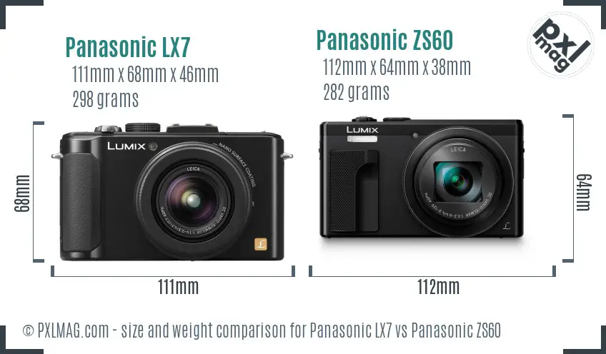 Panasonic LX7 vs Panasonic ZS60 size comparison