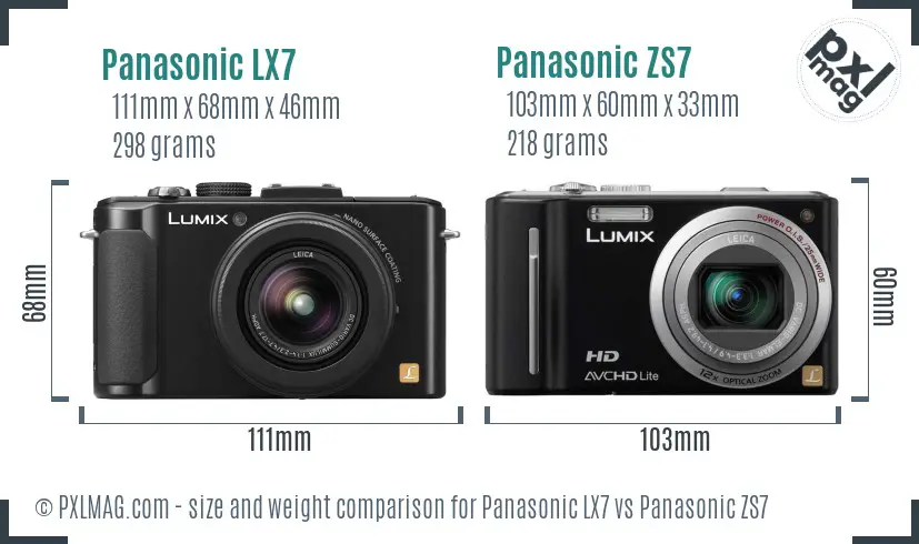 Panasonic LX7 vs Panasonic ZS7 size comparison