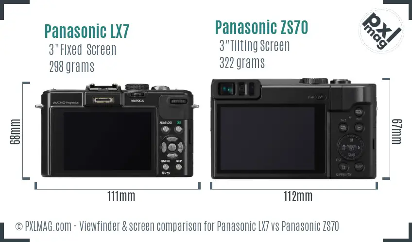 Panasonic LX7 vs Panasonic ZS70 Screen and Viewfinder comparison