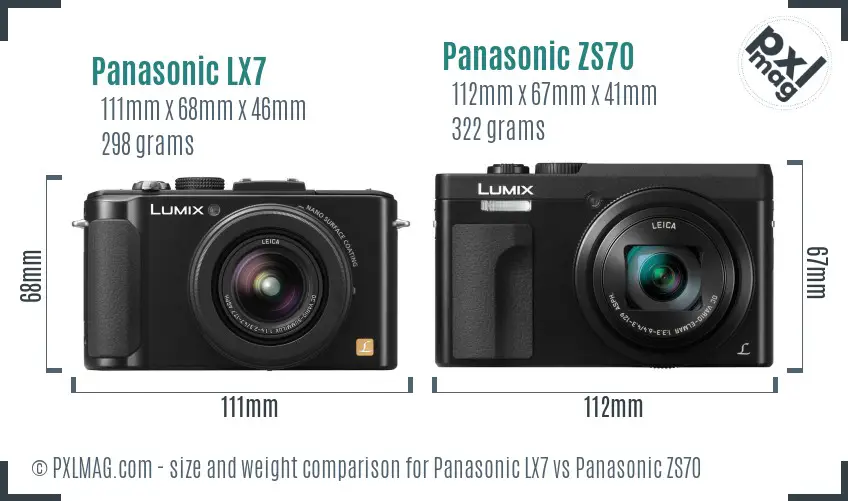 Panasonic LX7 vs Panasonic ZS70 size comparison