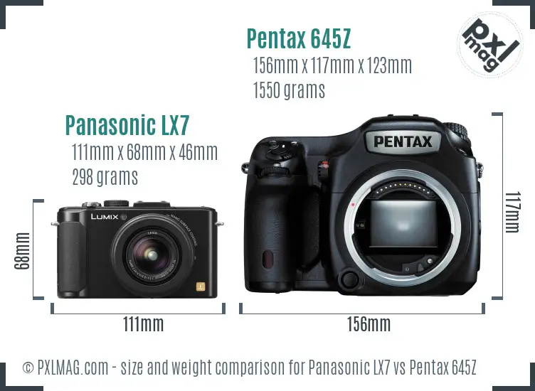 Panasonic LX7 vs Pentax 645Z size comparison