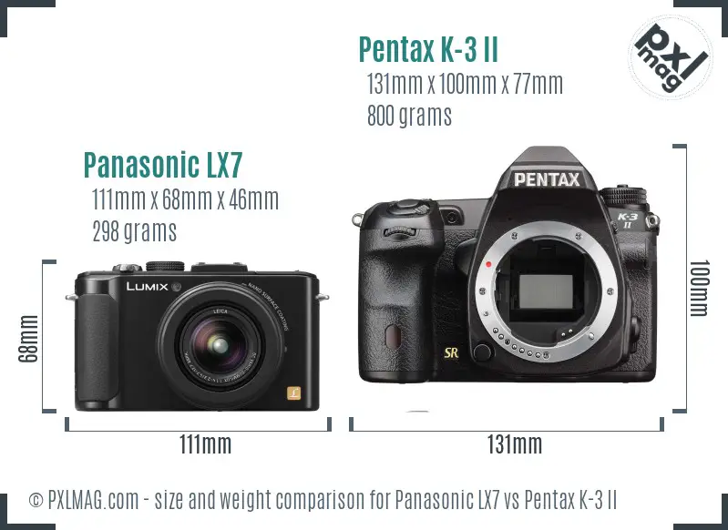 Panasonic LX7 vs Pentax K-3 II size comparison