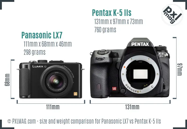 Panasonic LX7 vs Pentax K-5 IIs size comparison