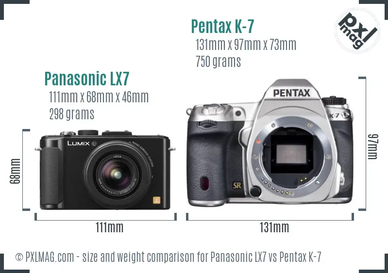 Panasonic LX7 vs Pentax K-7 size comparison