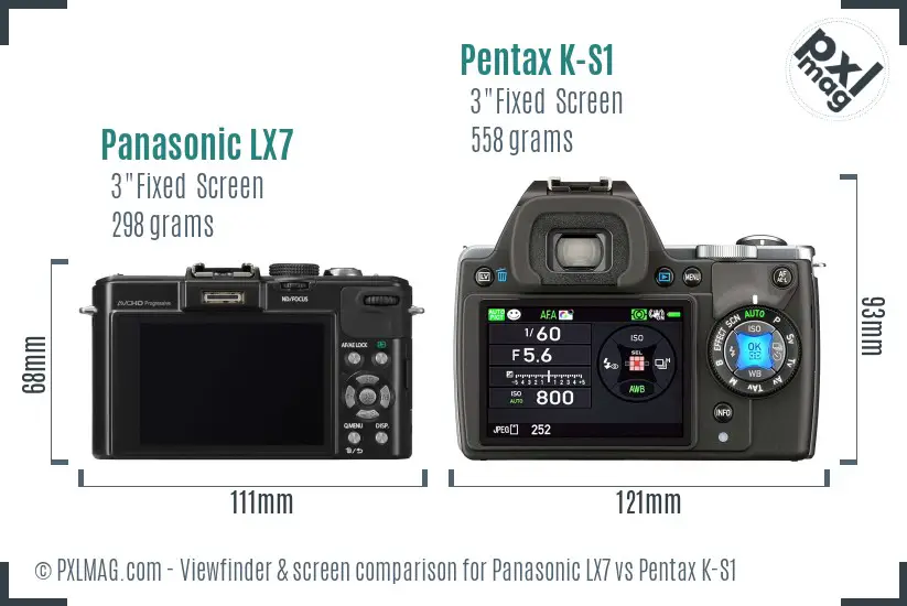 Panasonic LX7 vs Pentax K-S1 Screen and Viewfinder comparison