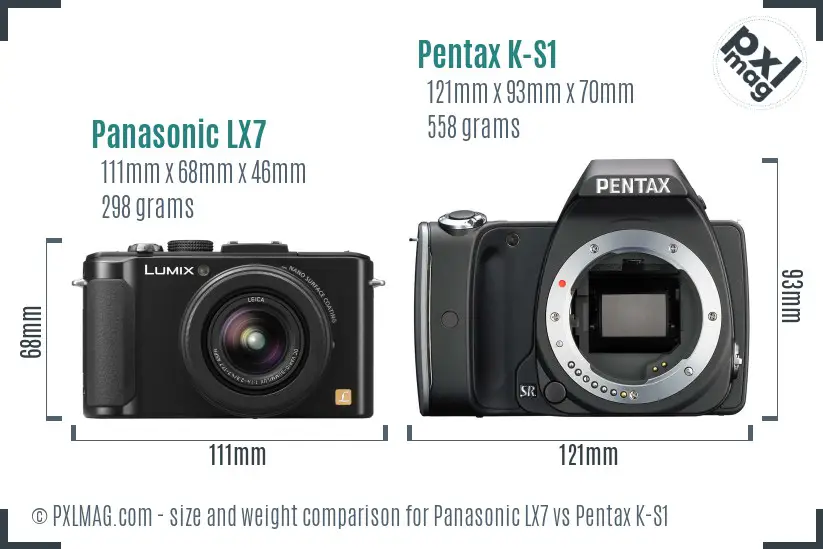 Panasonic LX7 vs Pentax K-S1 size comparison