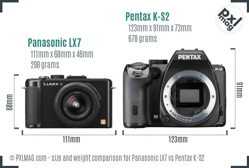 Panasonic LX7 vs Pentax K-S2 size comparison