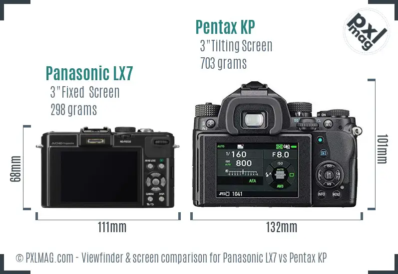 Panasonic LX7 vs Pentax KP Screen and Viewfinder comparison
