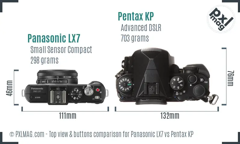 Panasonic LX7 vs Pentax KP top view buttons comparison