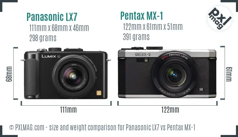 Panasonic LX7 vs Pentax MX-1 size comparison