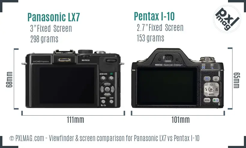 Panasonic LX7 vs Pentax I-10 Screen and Viewfinder comparison