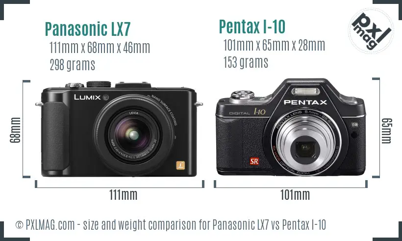 Panasonic LX7 vs Pentax I-10 size comparison