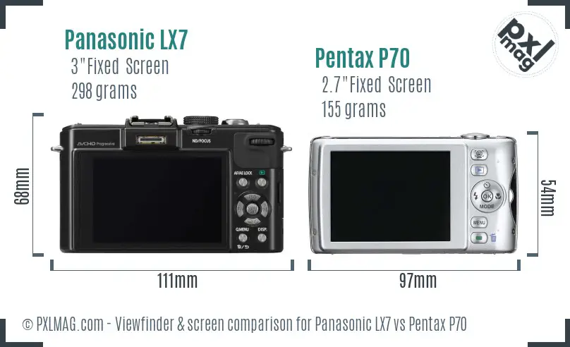 Panasonic LX7 vs Pentax P70 Screen and Viewfinder comparison