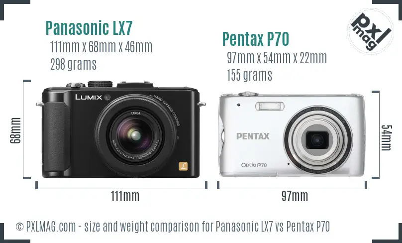 Panasonic LX7 vs Pentax P70 size comparison