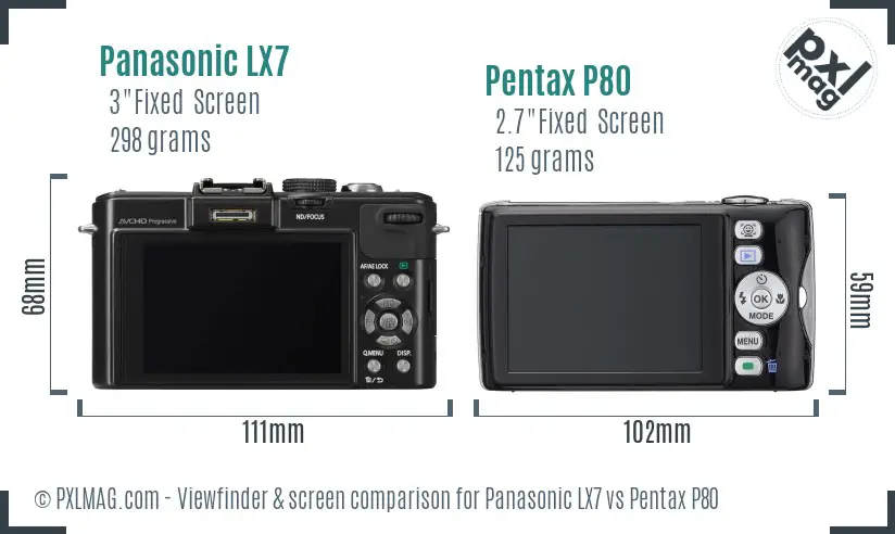 Panasonic LX7 vs Pentax P80 Screen and Viewfinder comparison