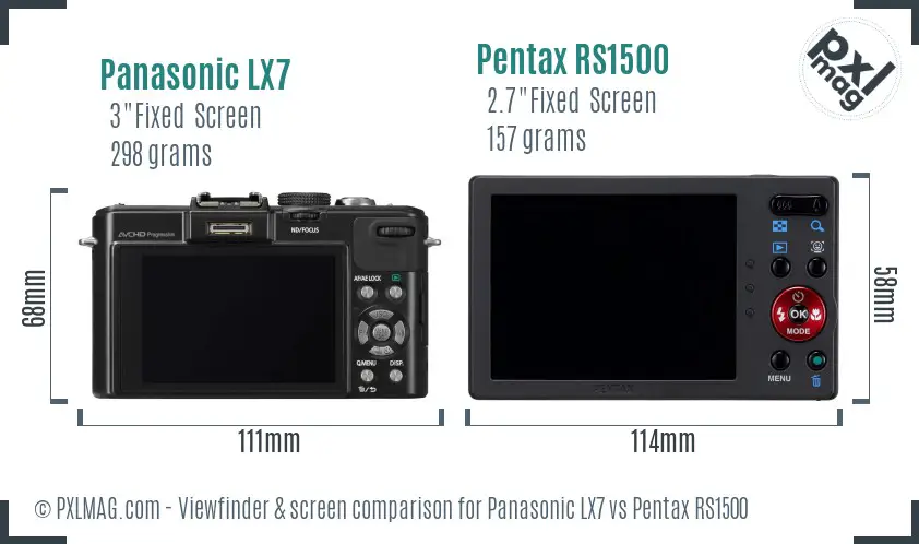 Panasonic LX7 vs Pentax RS1500 Screen and Viewfinder comparison
