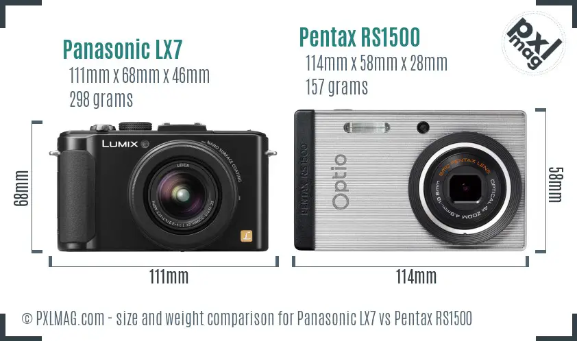 Panasonic LX7 vs Pentax RS1500 size comparison