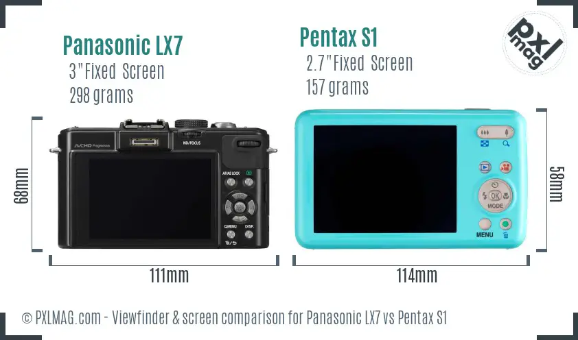 Panasonic LX7 vs Pentax S1 Screen and Viewfinder comparison
