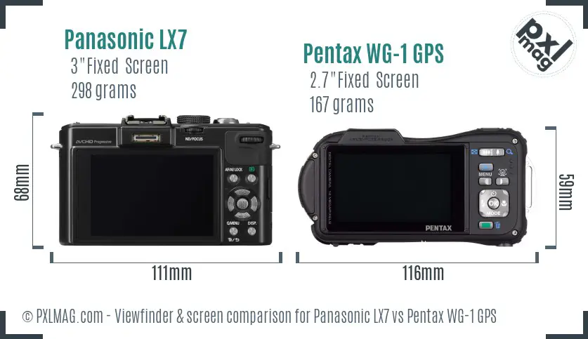 Panasonic LX7 vs Pentax WG-1 GPS Screen and Viewfinder comparison