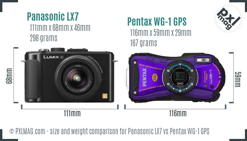 Panasonic LX7 vs Pentax WG-1 GPS size comparison