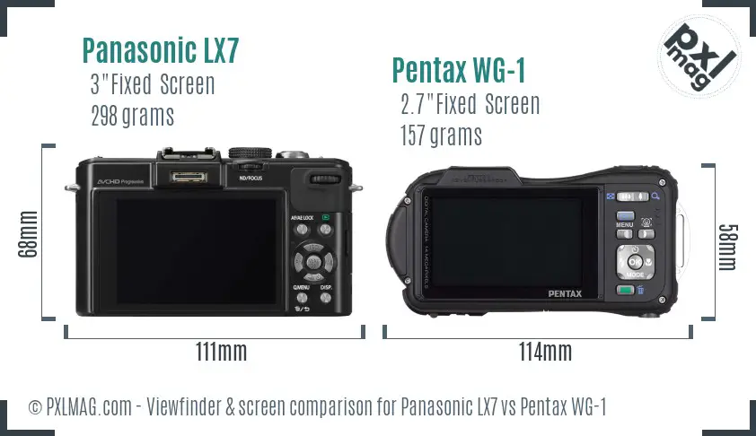 Panasonic LX7 vs Pentax WG-1 Screen and Viewfinder comparison