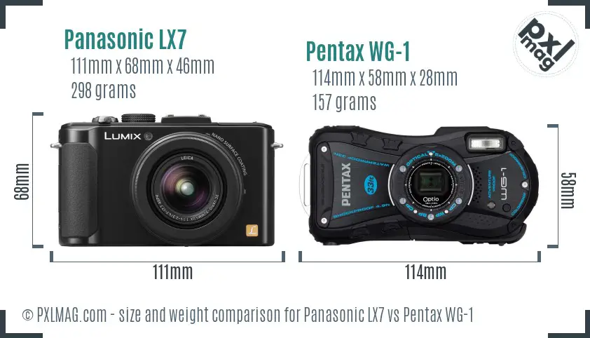Panasonic LX7 vs Pentax WG-1 size comparison