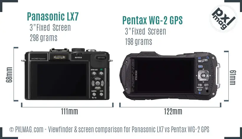Panasonic LX7 vs Pentax WG-2 GPS Screen and Viewfinder comparison