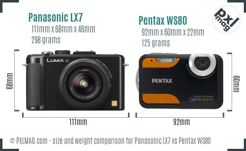 Panasonic LX7 vs Pentax WS80 size comparison