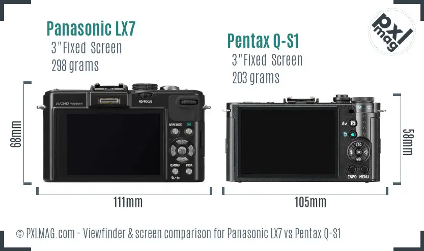 Panasonic LX7 vs Pentax Q-S1 Screen and Viewfinder comparison