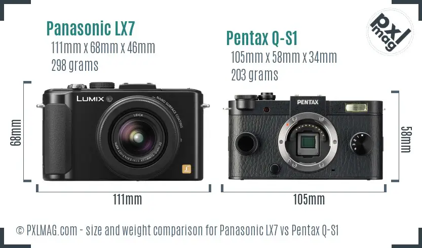 Panasonic LX7 vs Pentax Q-S1 size comparison