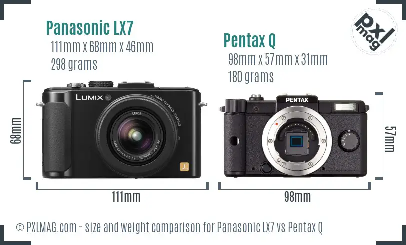Panasonic LX7 vs Pentax Q size comparison