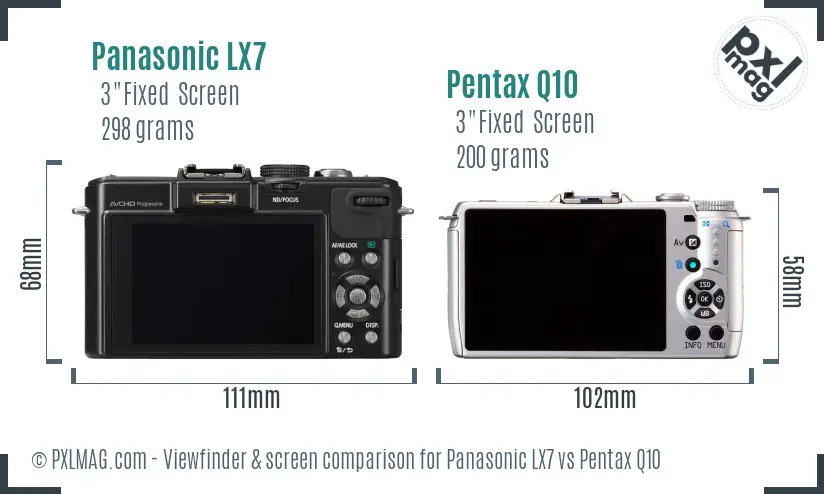 Panasonic LX7 vs Pentax Q10 Screen and Viewfinder comparison